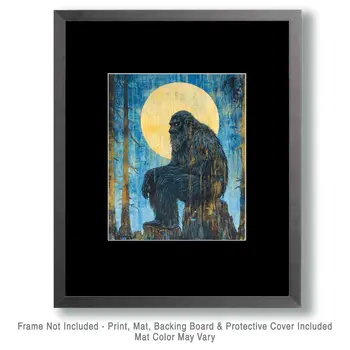 Sasquatch Thinker - Bigfoot - Mythical Beasts Wall Art Prints – 8″x10″ Artwork for 11″x14″ Frame
