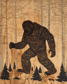 Rustic Sasquatch - Bigfoot - Mythical Beasts Wall Art Prints – 8″x10″ Artwork for 11″x14″ Frame