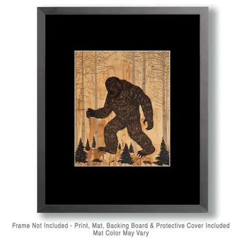Rustic Sasquatch - Bigfoot - Mythical Beasts Wall Art Prints – 8″x10″ Artwork for 11″x14″ Frame