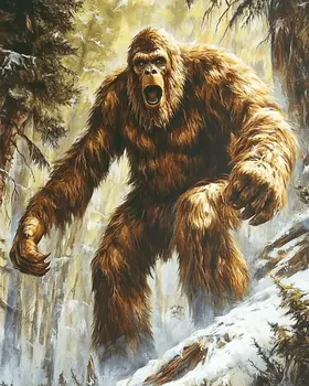 Running Sasquatch - Bigfoot - Mythical Beasts Wall Art Prints – 8″x10″ Artwork for 11″x14″ Frame