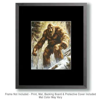 Running Sasquatch - Bigfoot - Mythical Beasts Wall Art Prints – 8″x10″ Artwork for 11″x14″ Frame
