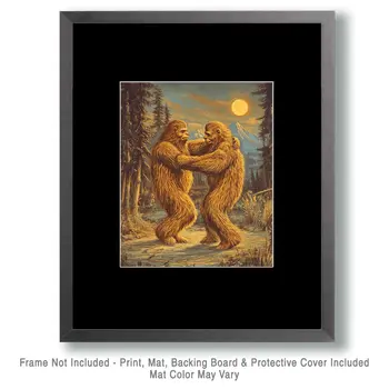 Sasquatch Midnight Dance - Bigfoot - Mythical Beasts Wall Art Prints – 8″x10″ Artwork for 11″x14″ Frame