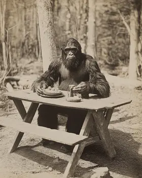 Sasquatch Picnic - Bigfoot - Mythical Beasts Wall Art Prints – 8″x10″ Artwork for 11″x14″ Frame
