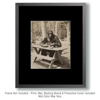 Sasquatch Picnic - Bigfoot - Mythical Beasts Wall Art Prints – 8″x10″ Artwork for 11″x14″ Frame
