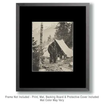 Sasquatch Camp - Bigfoot - Mythical Beasts Wall Art Prints – 8″x10″ Artwork for 11″x14″ Frame