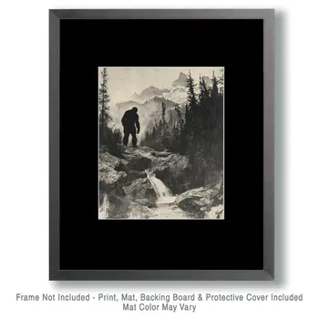 Sasquatch Hike - Bigfoot - Mythical Beasts Wall Art Prints – 8″x10″ Artwork for 11″x14″ Frame