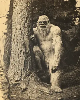 White Sasquatch - Bigfoot - Mythical Beasts Wall Art Prints – 8″x10″ Artwork for 11″x14″ Frame