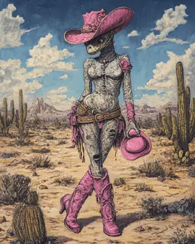 Chupacabra Cowgirl - Mythical Beasts Wall Art Prints – 8″x10″ Artwork for 11″x14″ Frame