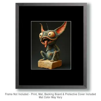 Folk Art Chupacabra - Mythical Beasts Wall Art Prints – 8″x10″ Artwork for 11″x14″ Frame