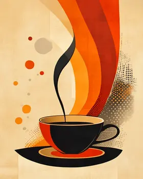 Mid-Century Modern Cup - Coffee Wall Art Prints - 8"x10" Art Print for 11"x14" Frame
