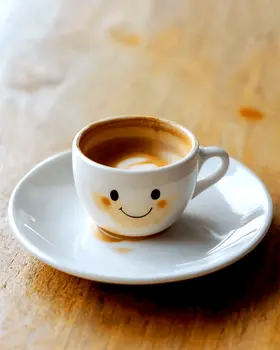Smiling Cup - Coffee Wall Art Prints - 8"x10" Art Print for 11"x14" Frame