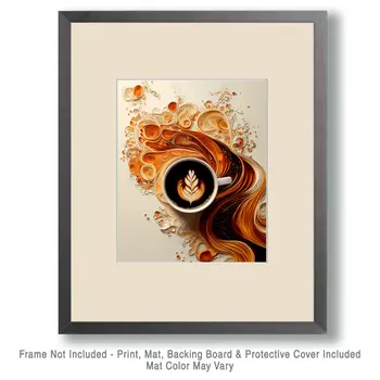Flowing Cup - Coffee Wall Art Prints - 8"x10" Art Print for 11"x14" Frame