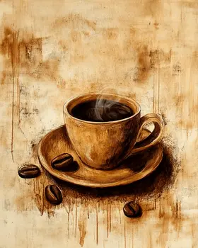 Vintage Cup - Coffee Wall Art Prints - 8"x10" Art Print for 11"x14" Frame