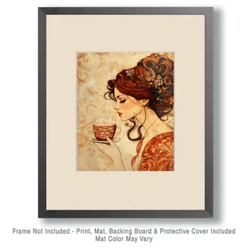 Morning Cup - Coffee Wall Art Prints - 8"x10" Art Print for 11"x14" Frame