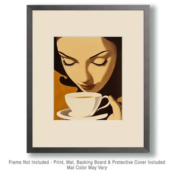 Modern Cup - Coffee Wall Art Prints - 8"x10" Art Print for 11"x14" Frame