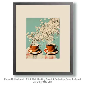 Cherry Blossom Cup - Coffee Wall Art Prints - 8"x10" Art Print for 11"x14" Frame