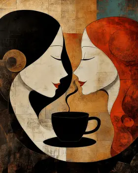 Shared Love Cup - Coffee Wall Art Prints - 8"x10" Art Print for 11"x14" Frame