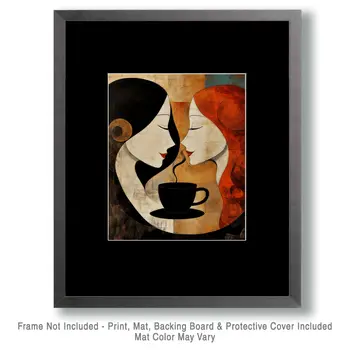 Shared Love Cup - Coffee Wall Art Prints - 8"x10" Art Print for 11"x14" Frame