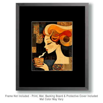 Cafe Cup - Coffee Wall Art Prints - 8"x10" Art Print for 11"x14" Frame