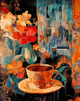 Impressionist Cup - Coffee Wall Art Prints - 8"x10" Art Print for 11"x14" Frame