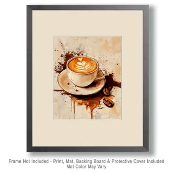 Cafe Spill - Coffee Wall Art Prints - 8"x10" Art Print for 11"x14" Frame