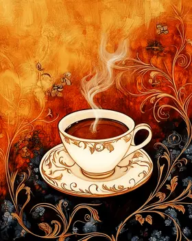 Nouveau Cup - Coffee Wall Art Prints - 8"x10" Art Print for 11"x14" Frame