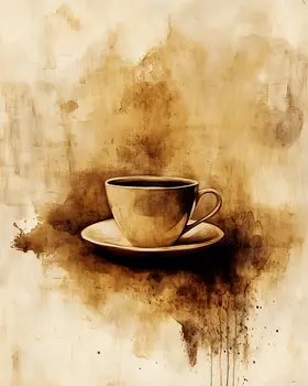 Grunge Cup - Coffee Wall Art Prints - 8"x10" Art Print for 11"x14" Frame