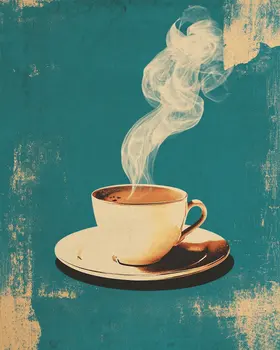 Vintage Cafe Cup - Coffee Wall Art Prints - 8"x10" Art Print for 11"x14" Frame