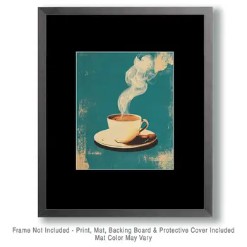 Vintage Cafe Cup - Coffee Wall Art Prints - 8"x10" Art Print for 11"x14" Frame
