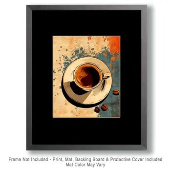 Pop Art Cup - Coffee Wall Art Prints - 8"x10" Art Print for 11"x14" Frame