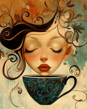 Little Miss' Cup - Coffee Wall Art Prints - 8"x10" Art Print for 11"x14" Frame