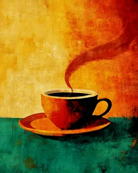 Bright Cup - Coffee Wall Art Prints - 8"x10" Art Print for 11"x14" Frame