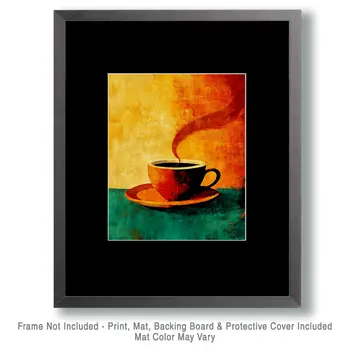 Bright Cup - Coffee Wall Art Prints - 8"x10" Art Print for 11"x14" Frame