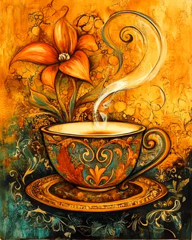 BOHO Cup - Coffee Wall Art Prints - 8"x10" Art Print for 11"x14" Frame