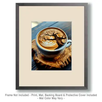 Bonsai Cup - Coffee Wall Art Prints - 8"x10" Art Print for 11"x14" Frame