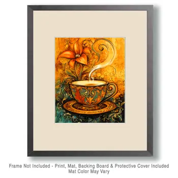 BOHO Cup - Coffee Wall Art Prints - 8"x10" Art Print for 11"x14" Frame