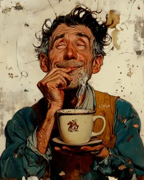 That First Cup - Coffee Wall Art Prints - 8"x10" Art Print for 11"x14" Frame