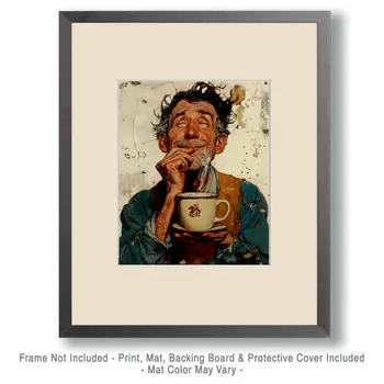 That First Cup - Coffee Wall Art Prints - 8"x10" Art Print for 11"x14" Frame