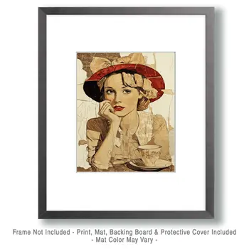 A Cup While Waiting - Coffee Wall Art Prints - 8"x10" Art Print for 11"x14" Frame