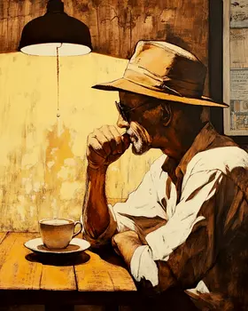 A Thinking Cup - Coffee Wall Art Prints - 8"x10" Art Print for 11"x14" Frame