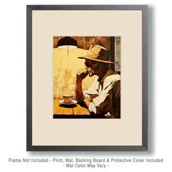 A Thinking Cup - Coffee Wall Art Prints - 8"x10" Art Print for 11"x14" Frame