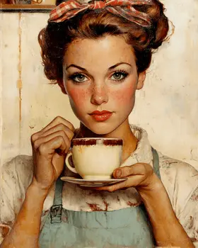 50's Cup - Coffee Wall Art Prints - 8"x10" Art Print for 11"x14" Frame
