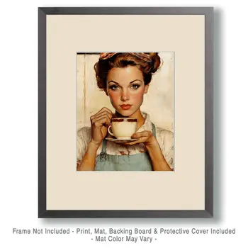50's Cup - Coffee Wall Art Prints - 8"x10" Art Print for 11"x14" Frame