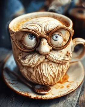 Mister Cup - Coffee Wall Art Prints - 8"x10" Art Print for 11"x14" Frame