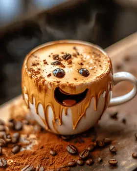 Happy Cup - Coffee Wall Art Prints - 8"x10" Art Print for 11"x14" Frame