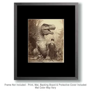 My Pet Dinosaur - Cryptid Dinosaur Wall Art Prints - 8"x10" Art Print for 11"x14" Frame