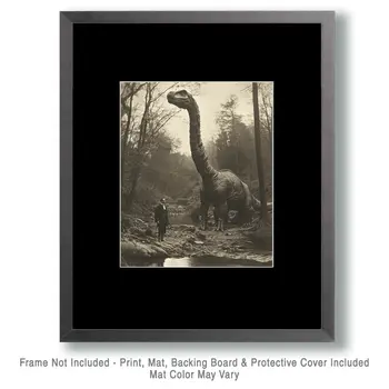 No Worries. She's an Herbivore - Cryptid Dinosaur Wall Art Prints - 8"x10" Art Print for 11"x14" Frame