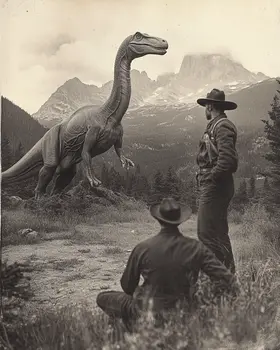 Sizing Each Other Up - Cryptid Cryptozoology Dinosaur Wall Art Prints - 8"x10" Art Print for 11"x14" Frame