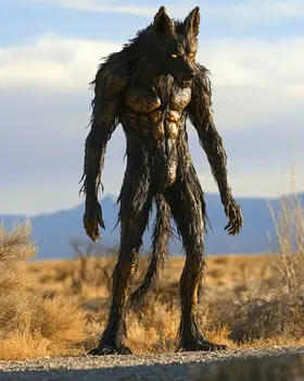 Dogman Standing Tall - Cryptids Cryptozoology Wall Art Prints – 8″x10″ Artwork for 11″x14″ Frame