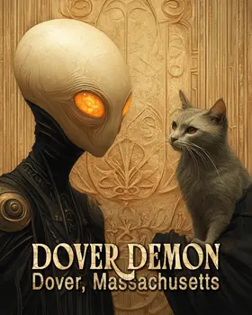 Dover Demon Talking to a Cat - Mythical Beasts Wall Art Prints – 8″x10″ Artwork for 11″x14″ Frame